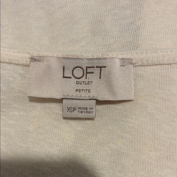 LOFT Cream V-Neck Blouse with Button Front - Picture 2 of 8